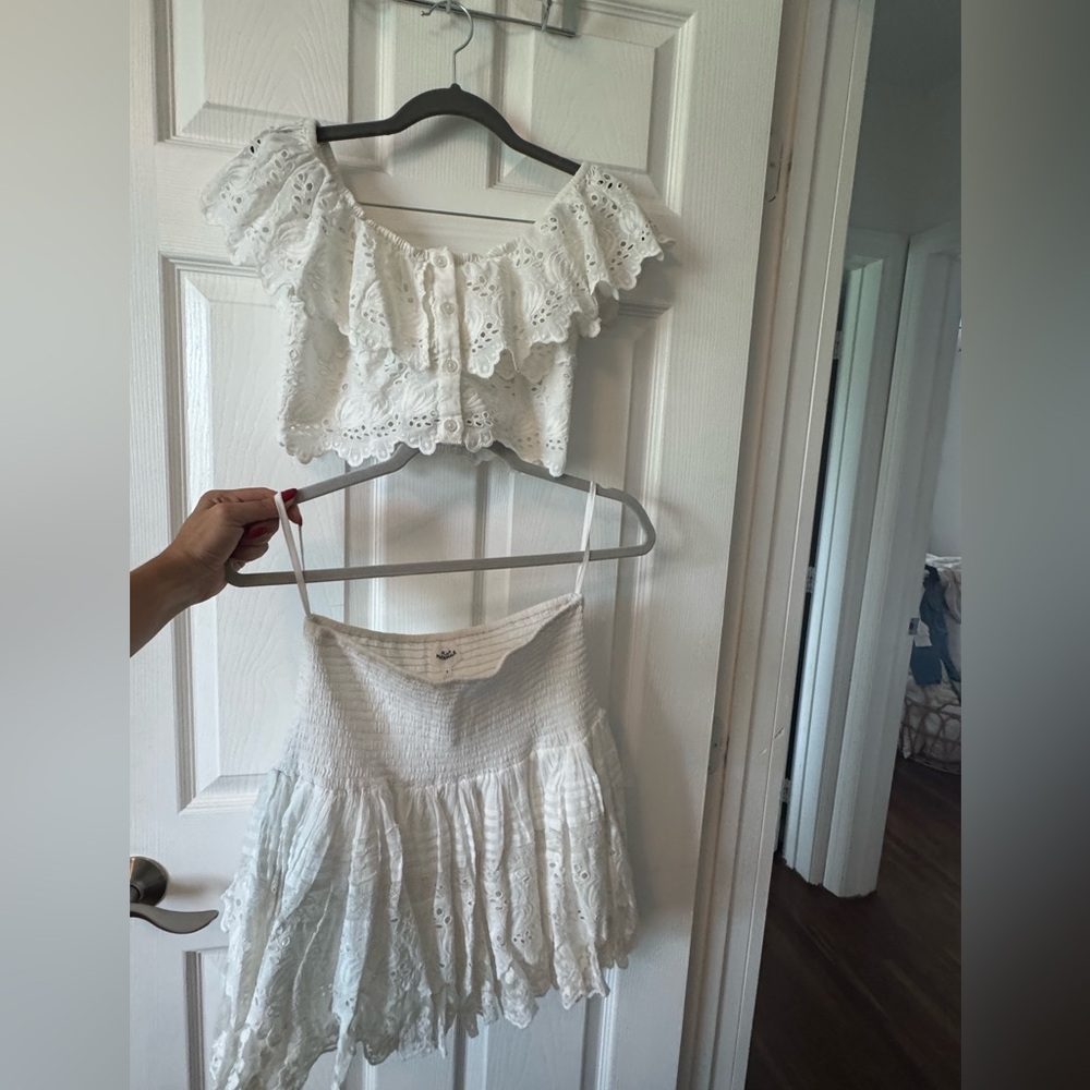 Place Nationale NWT White Smocked Off-Shoulder Top